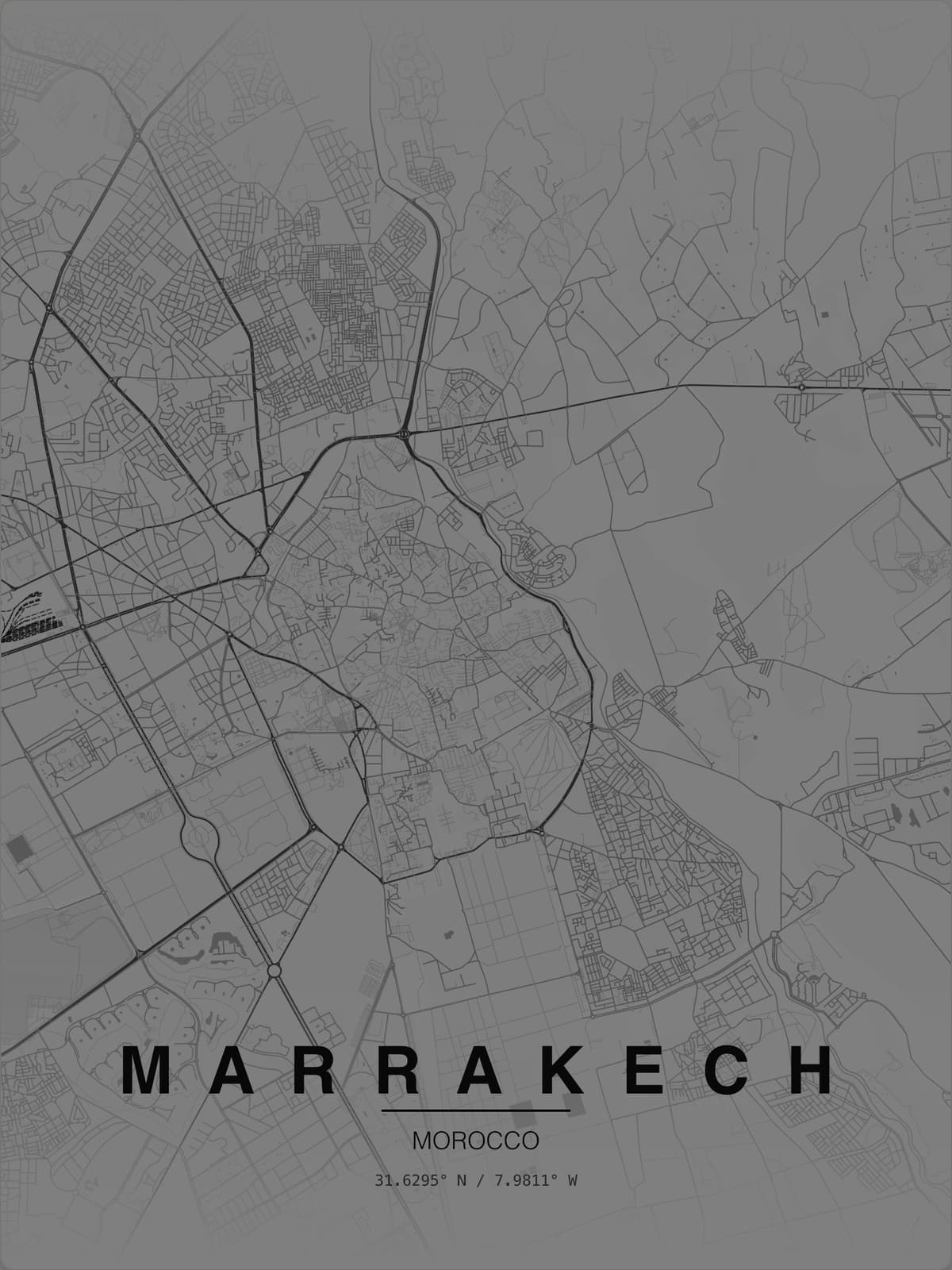 Marrakech map poster preview