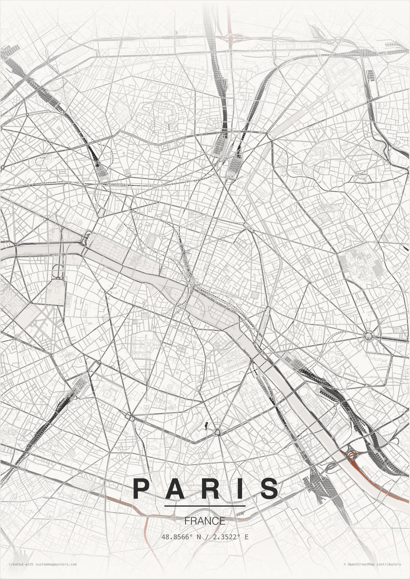Paris map poster